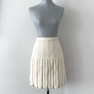 VTG Alexander McQueen Pleaded Cream Mini Skirt Zippers Detail Sz 42 Academia